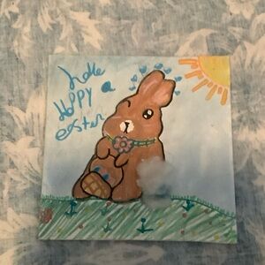 Easter Bunny Art with Blue and Green Accents